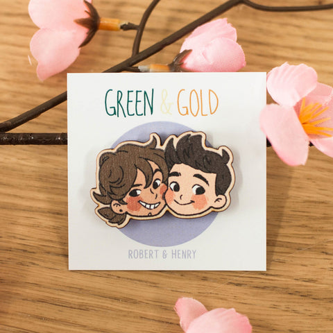 [Wooden Pin] "Robert+Henry"