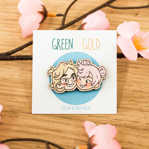[Wooden Pin] "Felix+Mathea"